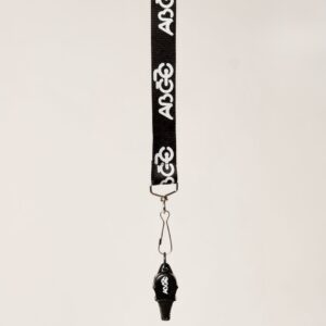 Apito ABCC by Fox 40 Sonik Blast CMG preto com cordão personalizado.